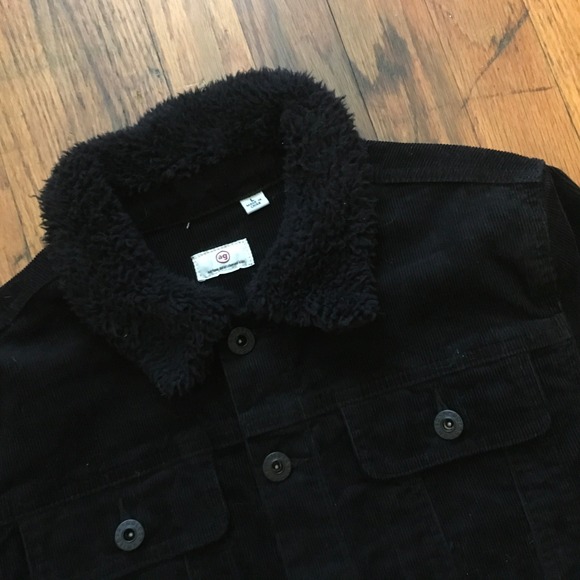 Ag Adriano Goldschmied Other - AG‎ Adriano Goldschmied Brody Kids Corduroy Jacket Size L Black Sherpa Collar